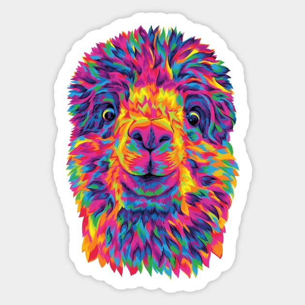 Silly Rainbow Alpaca Sticker by polliadesign